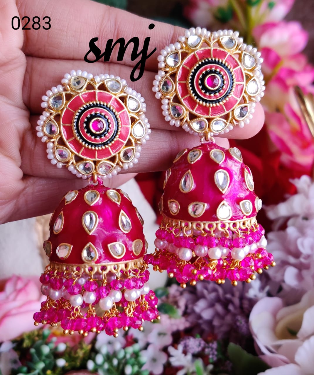 Red Color Meenakari Earrings (MKE1949RED)