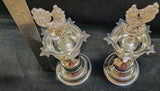 PAIR OF 2 GERMAN SILVER PEACOCK LAMPS -SGQPL001