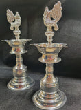 PAIR OF 2 GERMAN SILVER PEACOCK LAMPS -SGQPL001